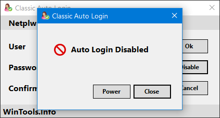 auto login disabled
