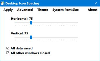 desktop icon spacing