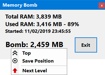 memory bomb menu