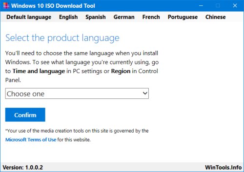 Windows 10 ISO Download Tool Select2