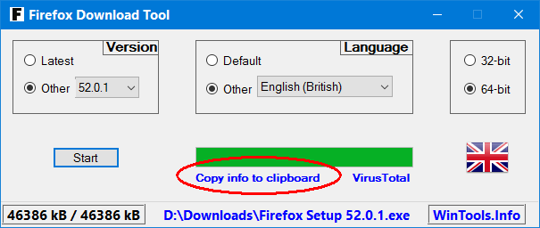Firefox Download Tool Copy Info