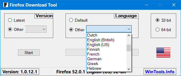 Firefox Download Tool Language
