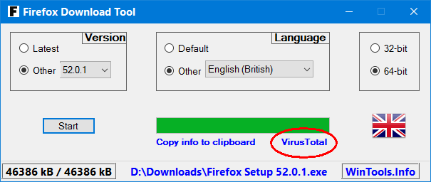 Firefox Download Tool VirusTotal
