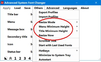 resize mode menu