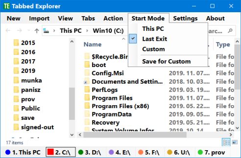 start mode menu