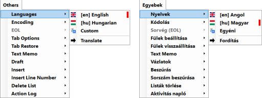languages menu