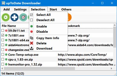 uptodate downloader selection